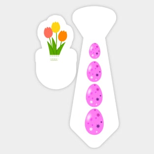 Easter tie funny easter costume with suit pocket and tulips for easter Sticker